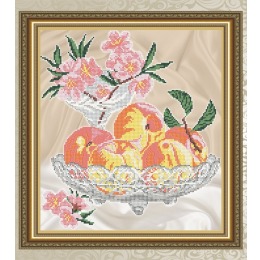Рисунок на ткани "Персики в хрустале"