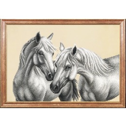 Рисунок на ткани "Белые лошади"