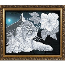 Рисунок на ткани "Кот с магнолией"