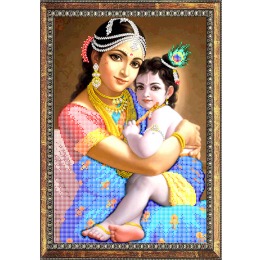 Рисунок на ткани для вышивания бисером и бусинами "Мама Яшода и Кришна"