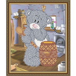 Рисунок на ткани "Мишка с медом"