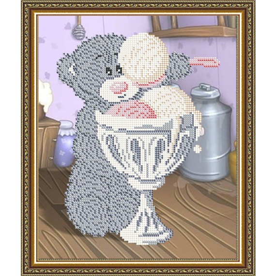 Рисунок на ткани "Мишка с мороженным"