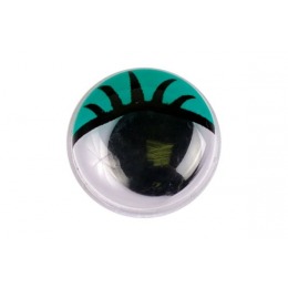 Глаза бегающие клеевые с ресницами 22 мм зеленые (100 шт)
