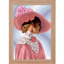 Рисунок на ткани для вышивания бисером "Дама в шляпке"