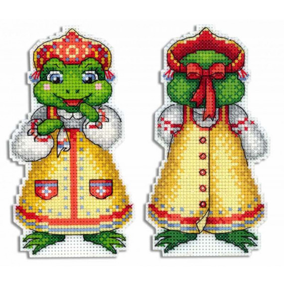 Набор для вышивания крестиком на пластиковой канве "Лягушка-квакушка"