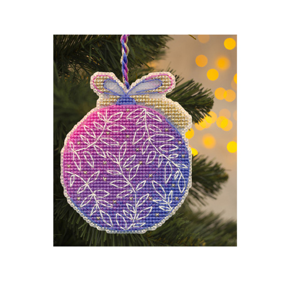 Набор для вышивания крестом "Елочная игрушка. Сиреневый шар"